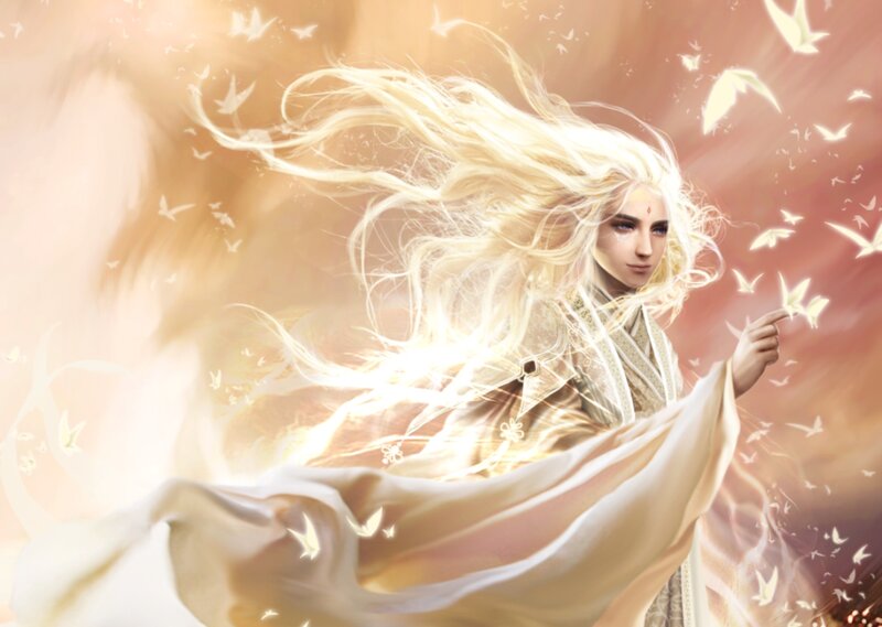 Person with Long White Hair — Serene