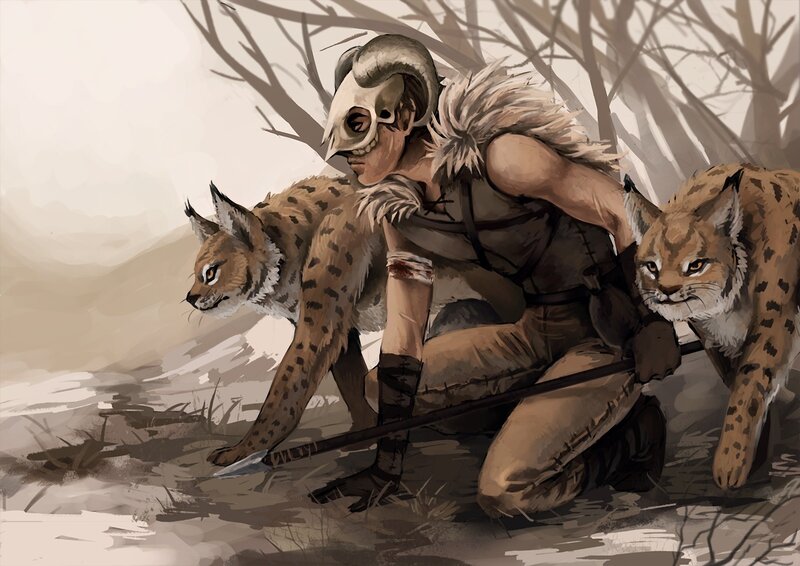 Person with Lynx Companions