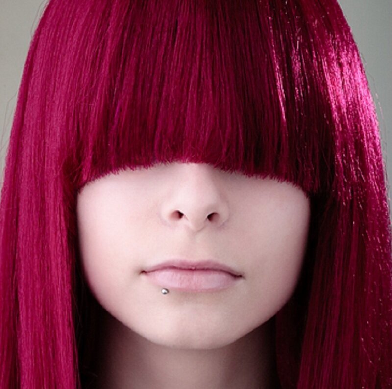 person with magenta hair