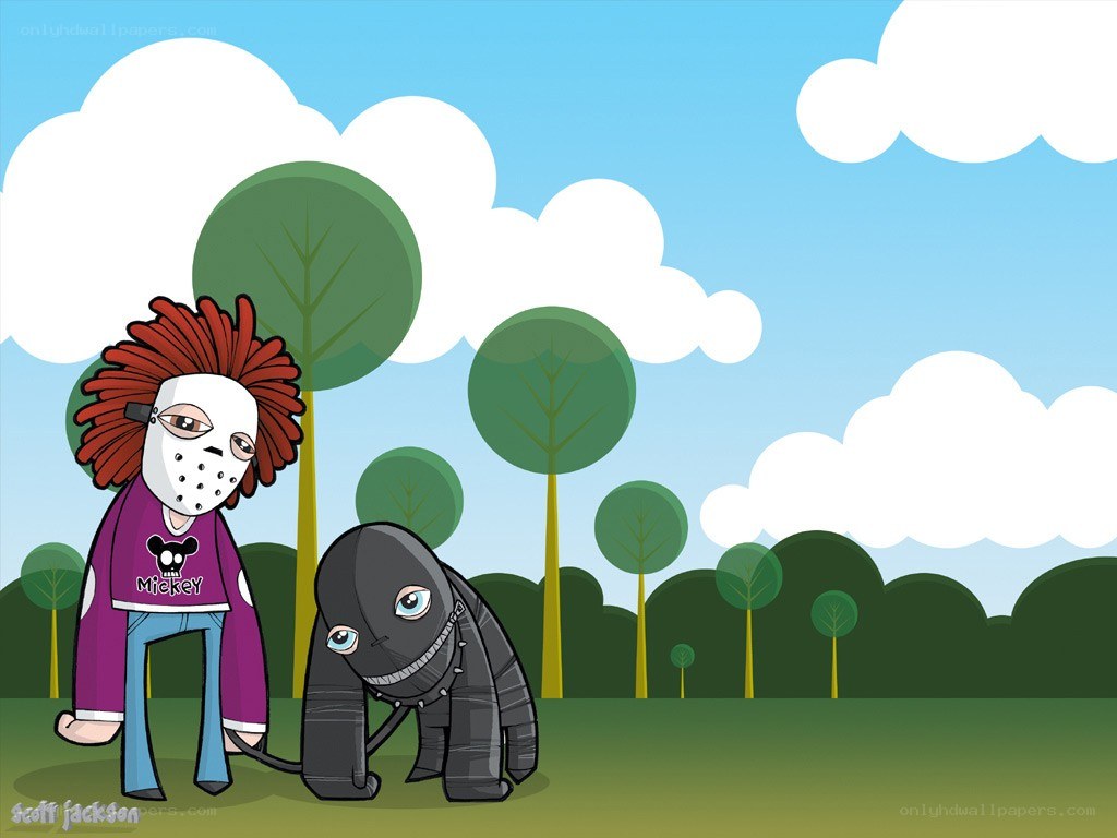 person with mask and creature