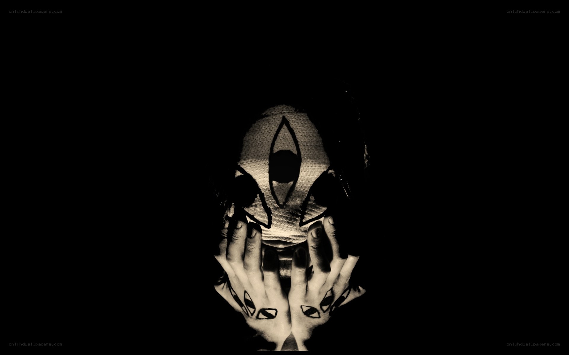 person with mask and hands