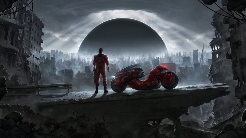 Person with Motorcycle — Gray