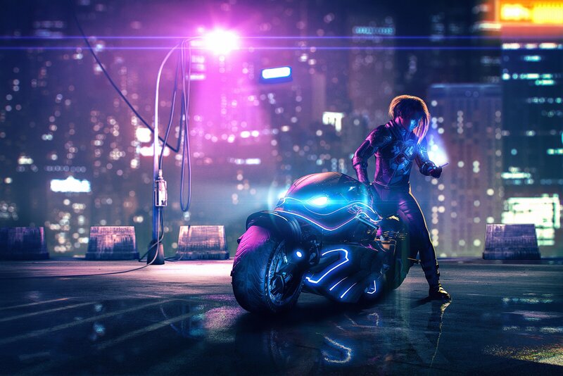 Person with Motorcycle — Purple