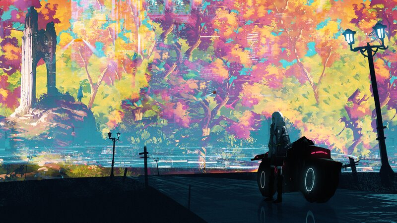 Person with Motorcycle — Yellow