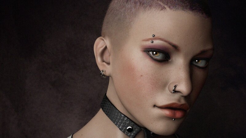 person with multiple piercings