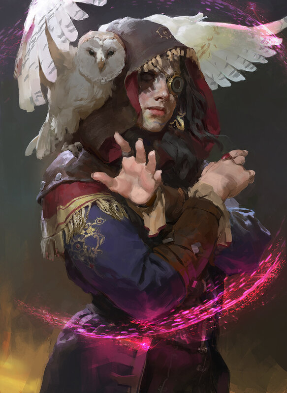 Person with Owl on Shoulder