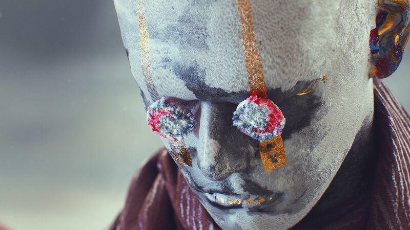 Person with Painted Face — Gray