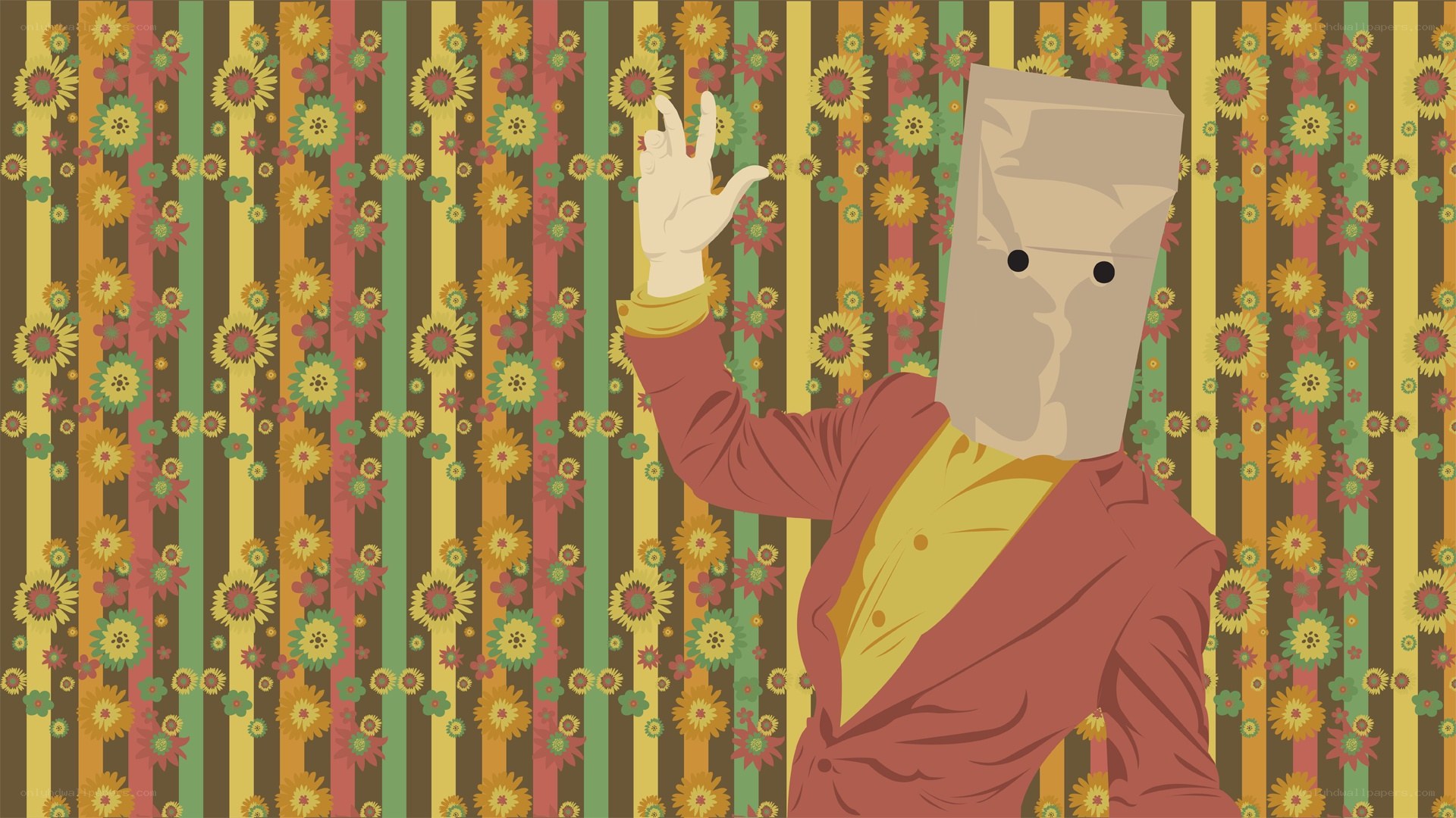 person with paper bag head