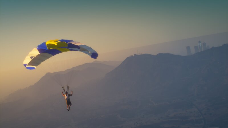 Person with Parachute — Blue