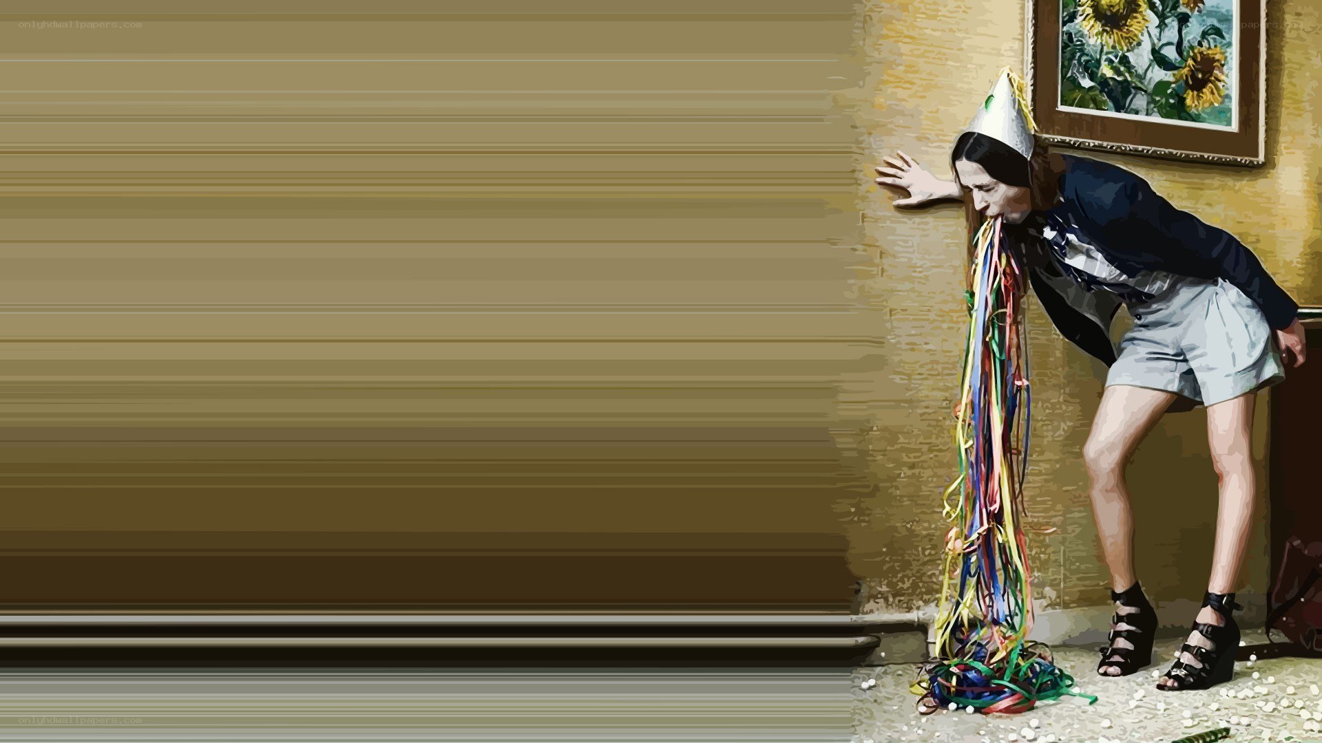 person with party streamers