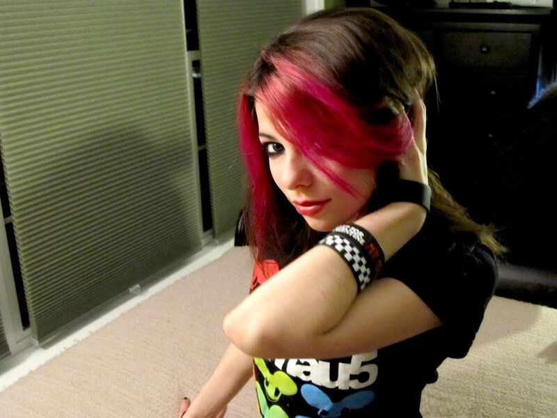 person with pink hair