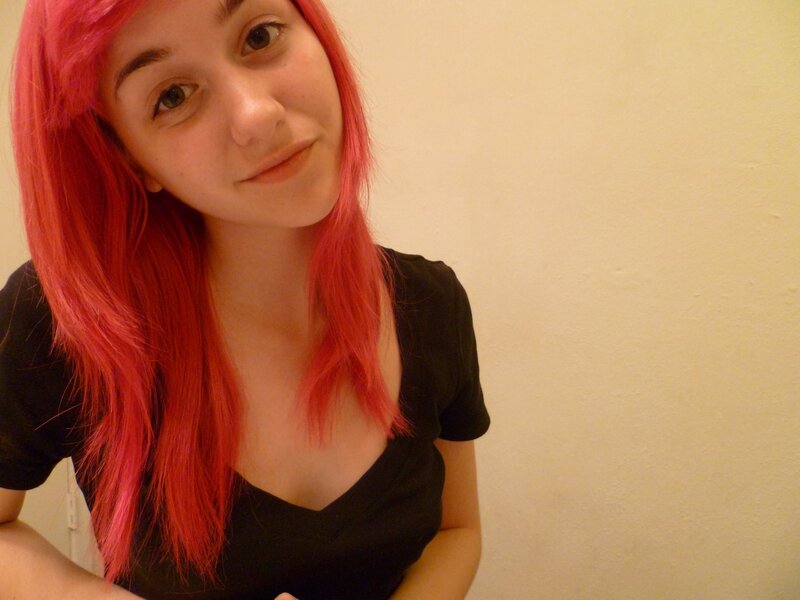 person with pink hair