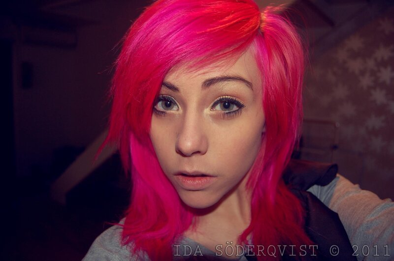 person with pink hair