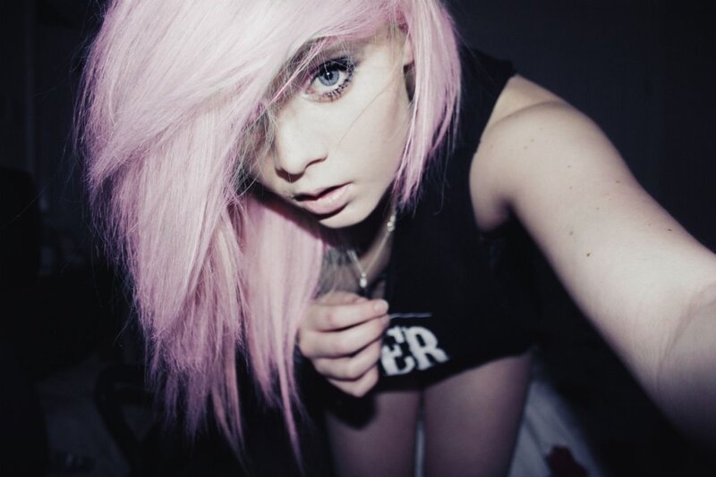 person with pink hair