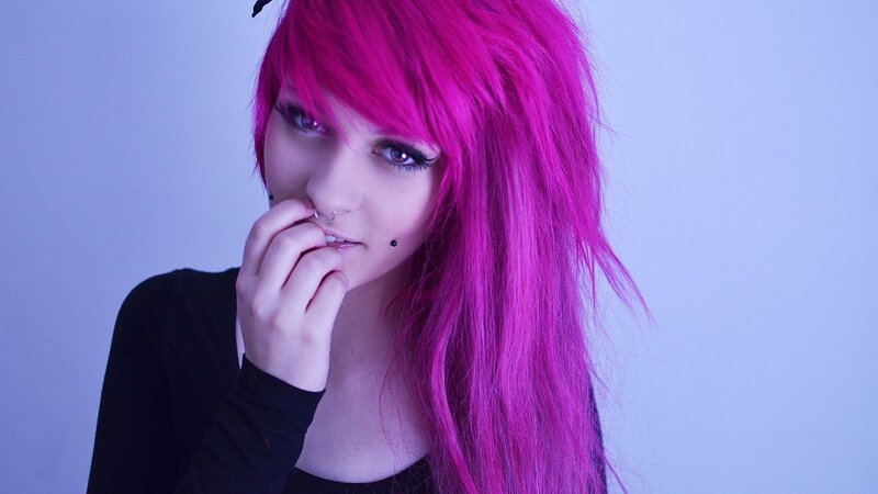 person with pink hair
