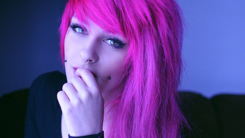 person with pink hair