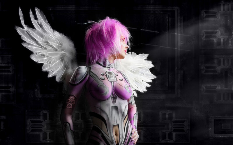 Person with Pink Hair and Wings