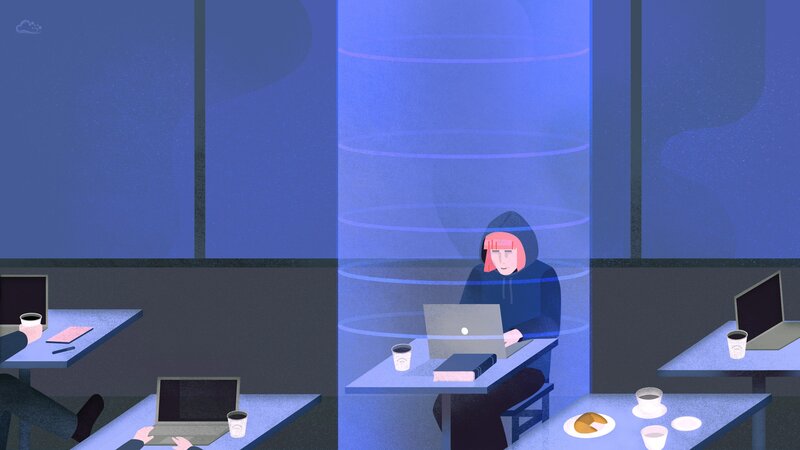 Person with Pink Hair — Blue, Calm
