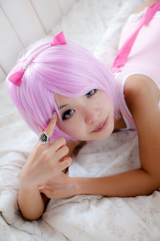 Person with Pink Hair — Calm, Photograph, Wig