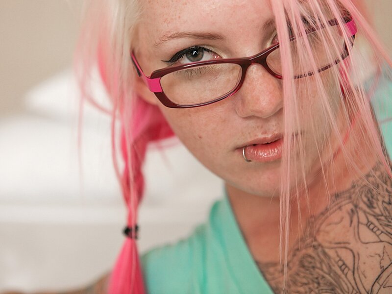 Person with Pink Hair — Neutral, Photograph, Glasses