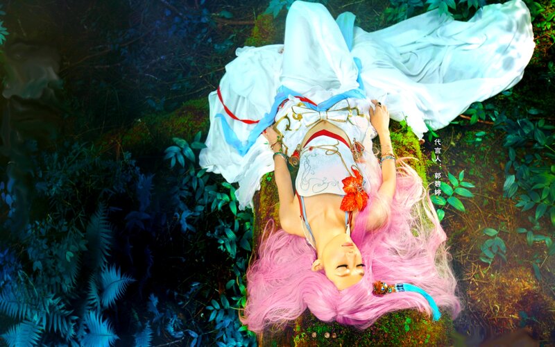 Person with Pink Hair — Serene, Photograph
