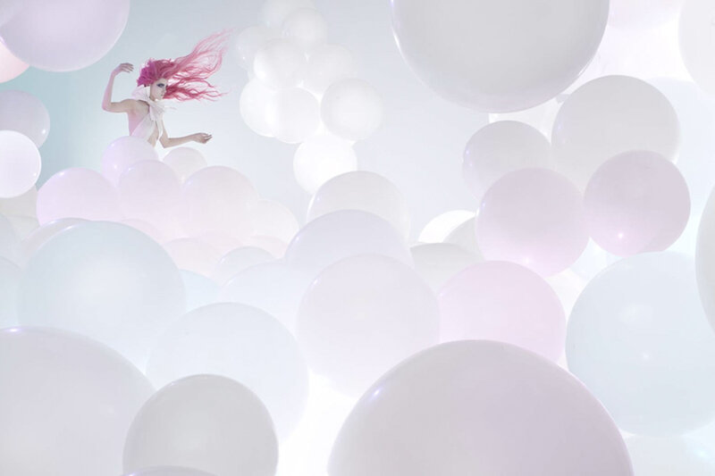 Person with Pink Hair — White, Dreamy