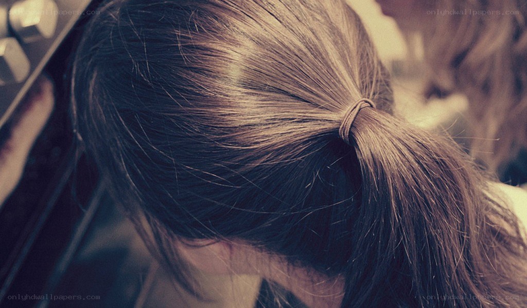 person with ponytail from behind