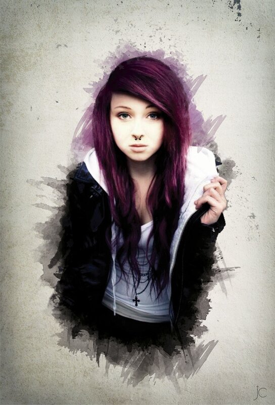 person with purple hair