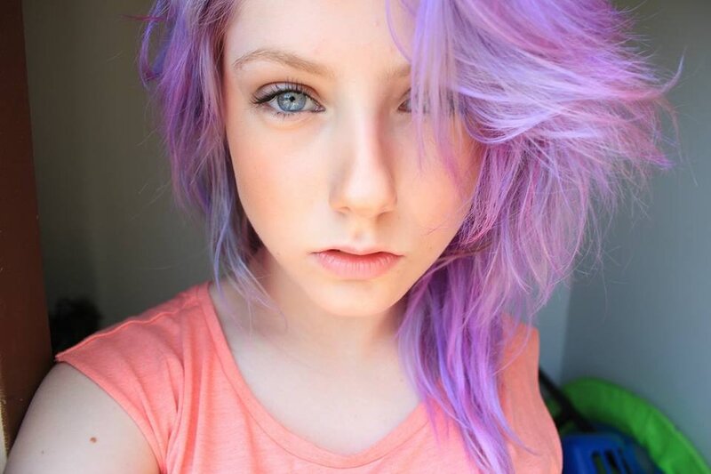 person with purple hair