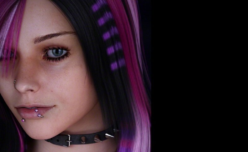 person with purple hair