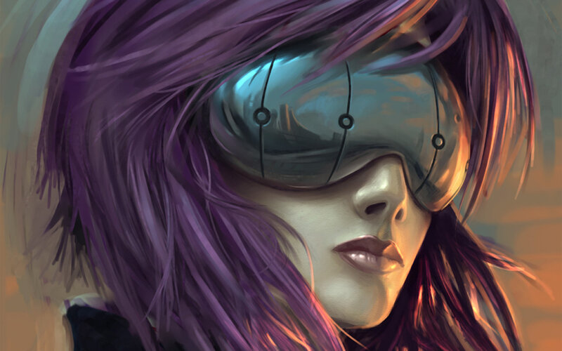 Person with Purple Hair — Dramatic, Sunset