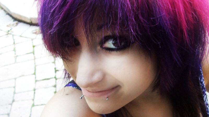 person with purple hair