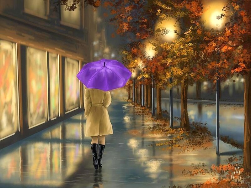 Person with Purple Umbrella — Serene