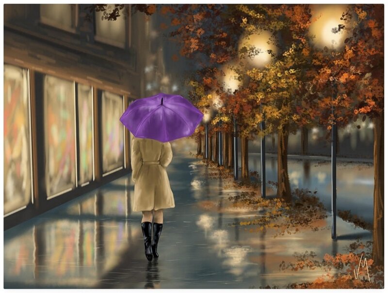 Person with Purple Umbrella