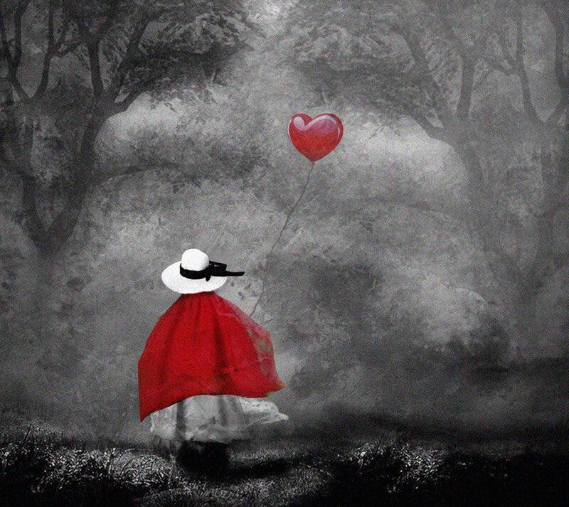 Person with Red Balloon