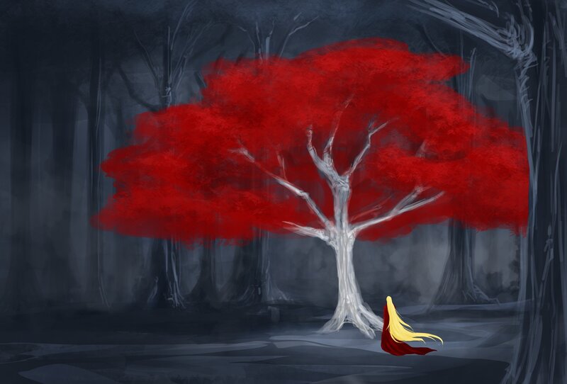 Person with Red Cloak — Dramatic, Night