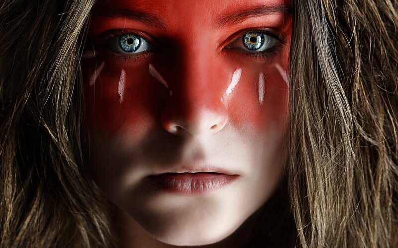 Person with Red Face Paint