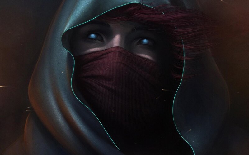 Person with Red Hair — Black, Dramatic, Digital Art, Hoodie