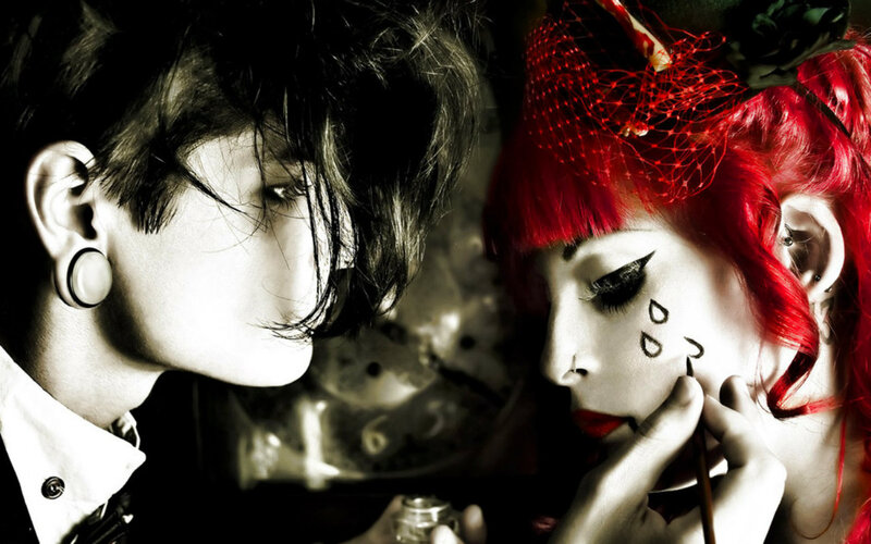 Person with Red Hair — Black, Dramatic, Photograph, Makeup