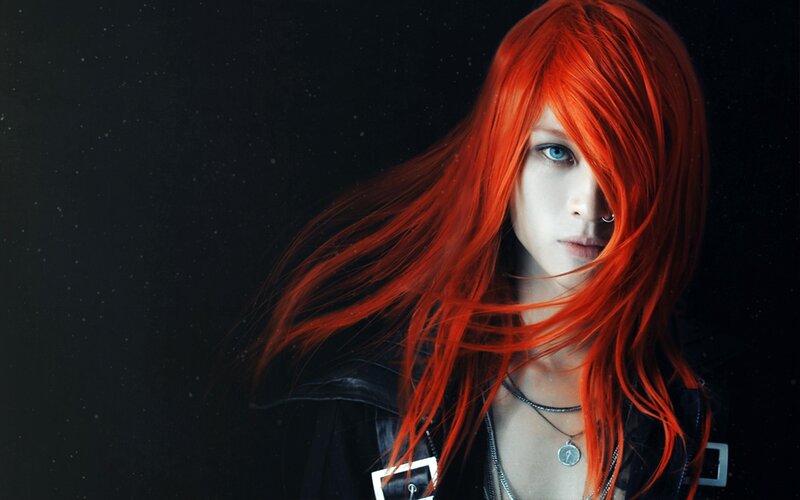 Person with Red Hair — Dramatic, Digital Art, Blue Eyes, Necklace