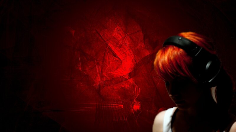 Person with Red Hair — Dramatic, Digital Art, Headphones