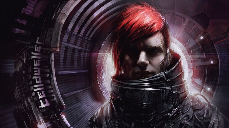 Person with Red Hair — Dramatic, Digital Art, Sci-fi Tunnel
