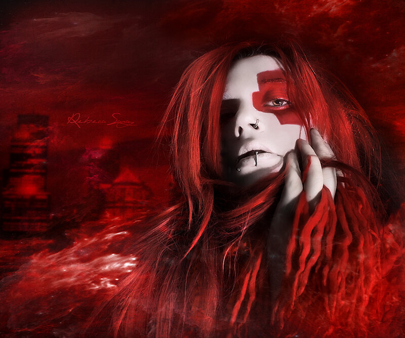 Person with Red Hair — Dramatic, Night