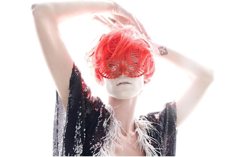 Person with Red Hair — Dramatic, Photograph, Mask