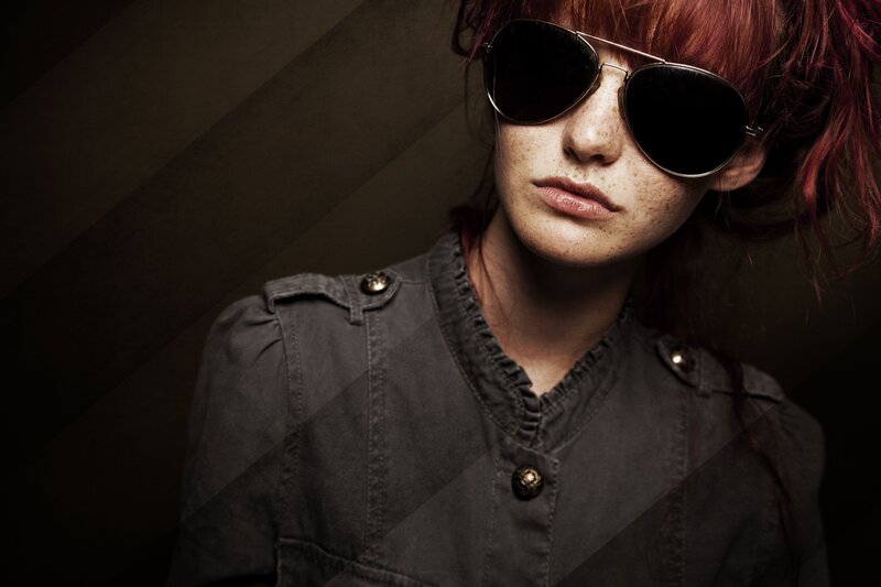 Person with Red Hair — Dramatic, Photograph, Sunglasses, Freckles