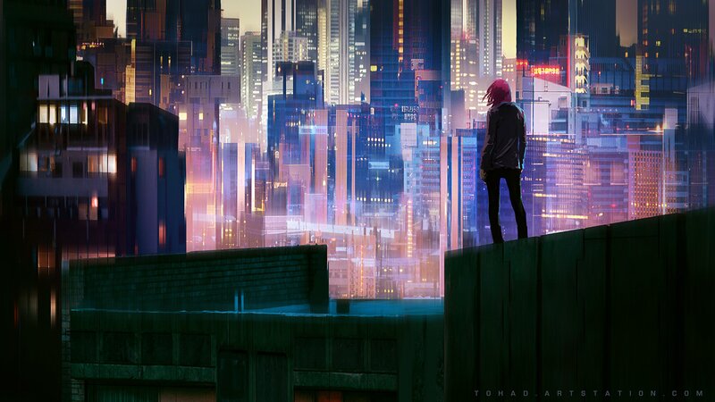 Person with Red Hair — Purple, Dramatic