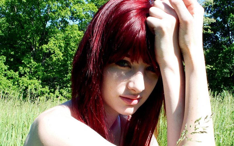 Person with Red Hair — Serene, Afternoon, Photograph, Trees