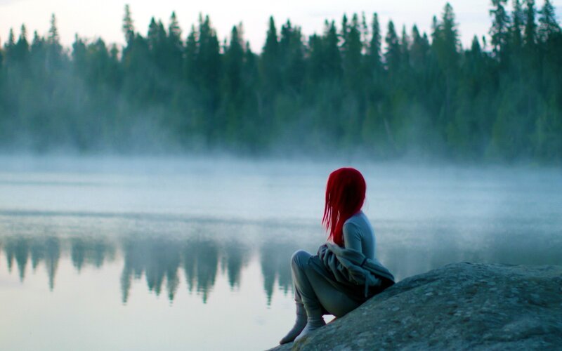 Person with Red Hair — Serene, Morning, Photograph