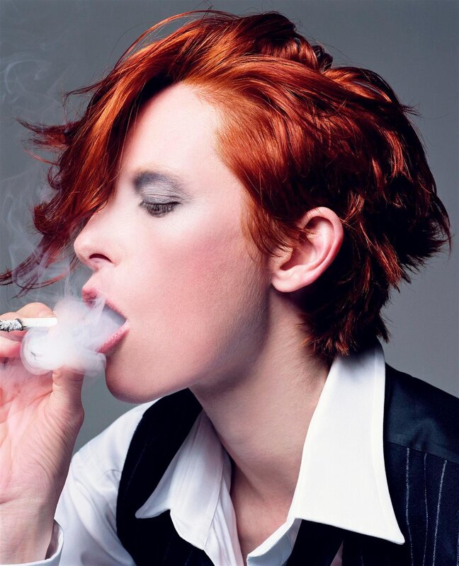 Person with Red Hair Smoking — Dramatic