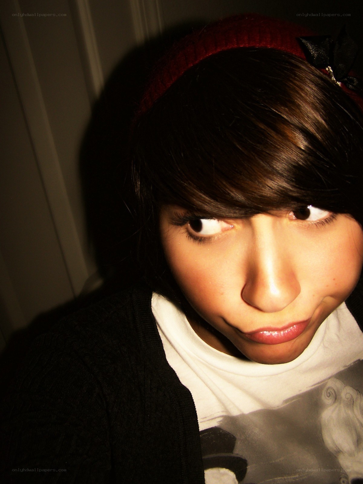person with red headband